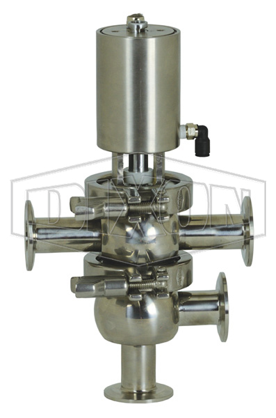 SV-Series Single Seat Hygienic Valve T/L Body Pneumatic Actuator Spring Return Air to Raise